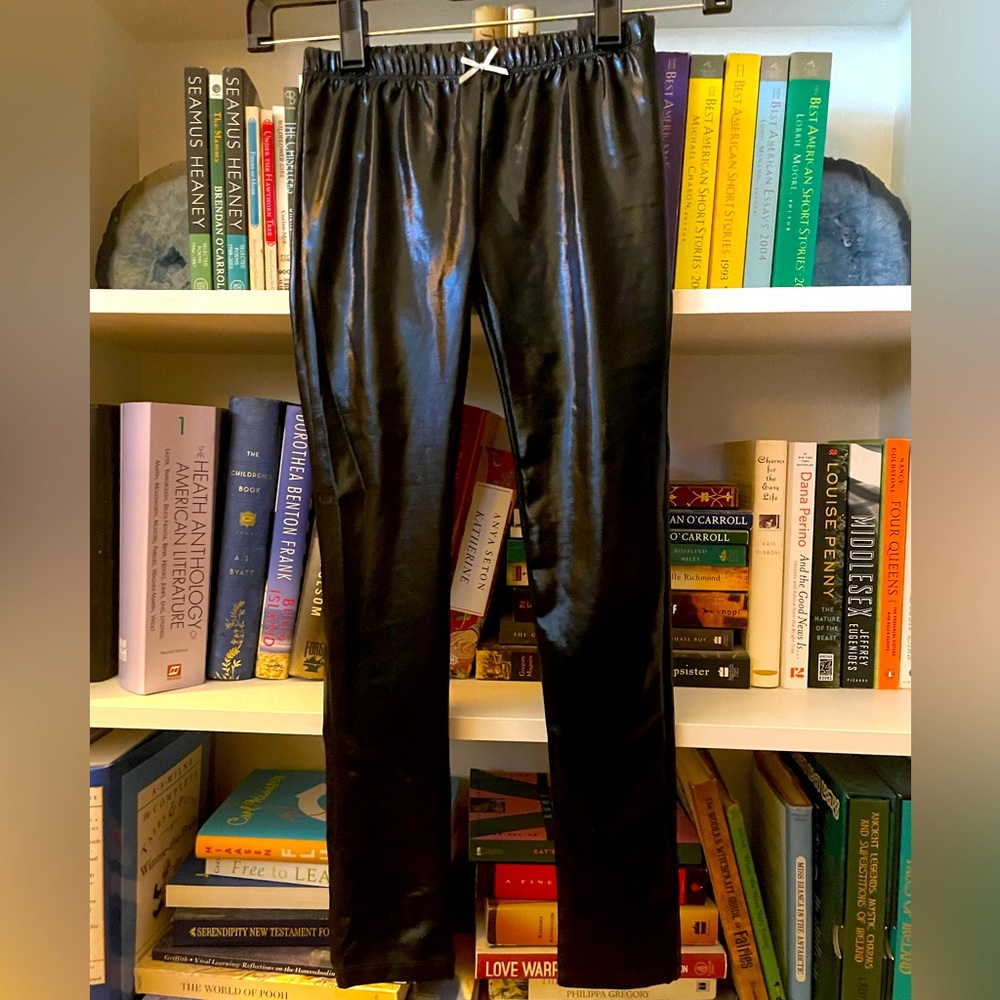 Pink Chicken New York Shiny Black Lame Leggings 10